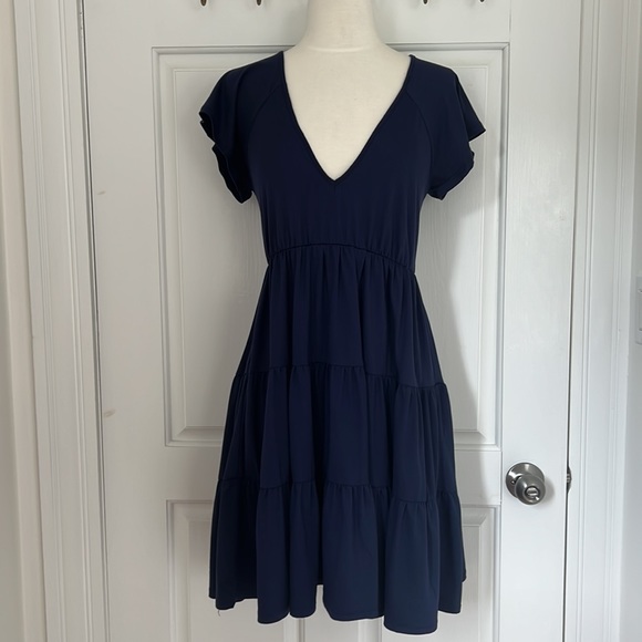 Urban Outfitters navy babydoll dress. Size small - Picture 2 of 10